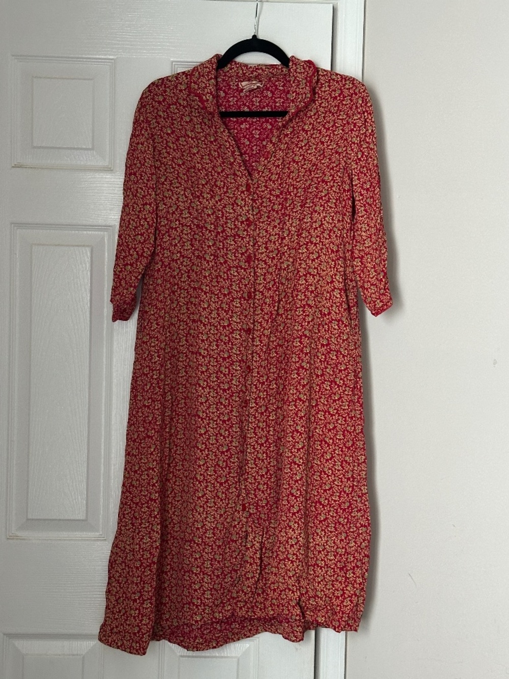 Vintage April Cornell Floral Long Dress Cottagecore Size Small Fall Ranch Shirt